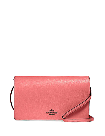 COACH Anna Foldover store Clutch Crossbody -Khaki /Pink