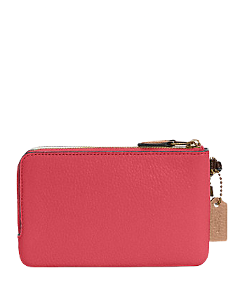 Coach Gray Double Corner Zip Wristlet