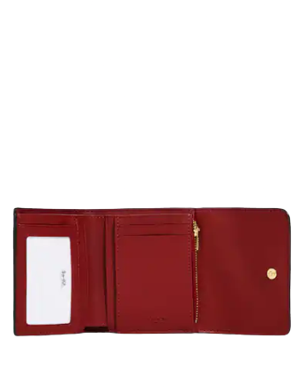 Coach Small Trifold Wallet in Signature Canvas, Red