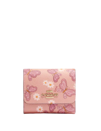 NWT Coach Small Trifold Wallet With Lovely Butterfly/Floral Cluster Print