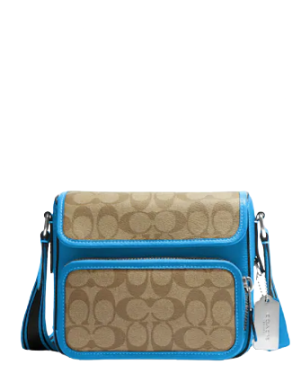 sullivan flap crossbody in blocked signature canvas