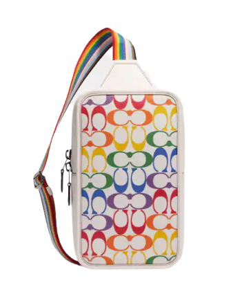 White coach bag online with multi colored c's