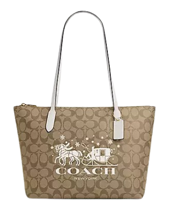 COACH® Outlet  Zip Top Tote In Signature Canvas