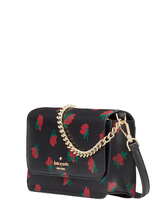 Kate Spade Staci Sailing Floral Small Flap Crossbody Black Multi