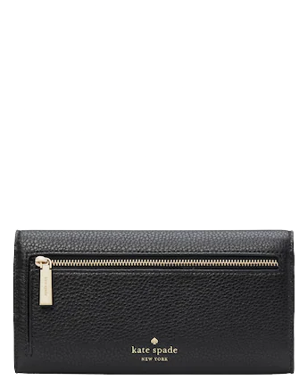 Kate Spade New York Marti Large Pebbled Leather Slim Flap Wallet Black 