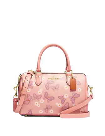 Coach Beige/Pink Signature Coated Canvas and Leather Mini Bennett Satchel