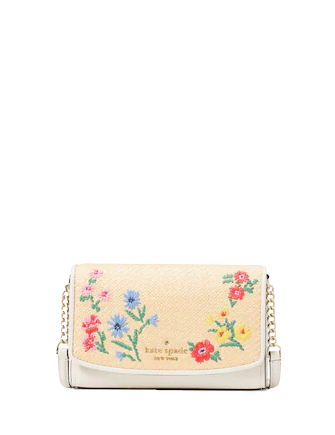 Kate Spade New York Staci Floral Straw Small Flap Crossbody