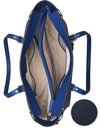 Michael Kors Voyager Multifunction Top Zip Leather Tote Bag in Blue
