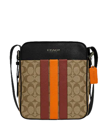 COACH Hudson 21 Signature Varsity Stripe Coated Canvas Crossbody Bag – AUMI  4