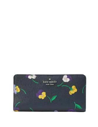 Spade Flower Jacquard Zip Slim Wallet