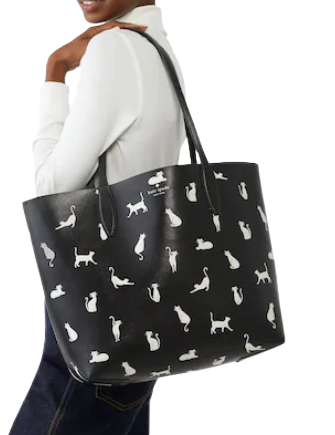 whiskers large reversible cat tote bag