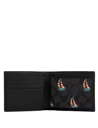 Coach 3 In 1 Wallet In Signature Canvas With Sailboat Print