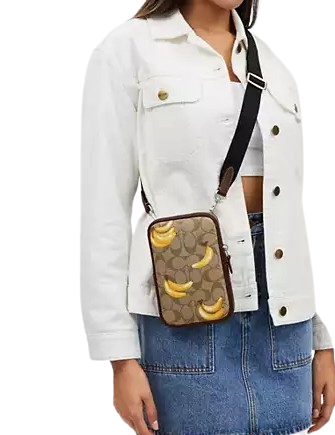 Coach Aden Crossbody In Signature Canvas With Banana Print