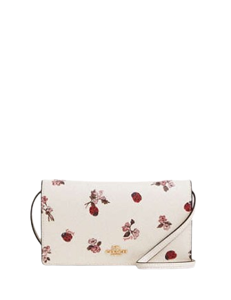 Coach Anna Foldover Clutch Crossbody With Ladybug Floral Print