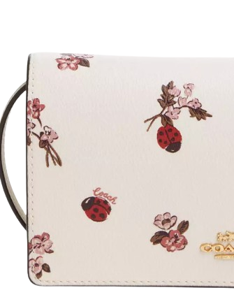 Coach Anna Foldover Clutch Crossbody With Ladybug Floral Print