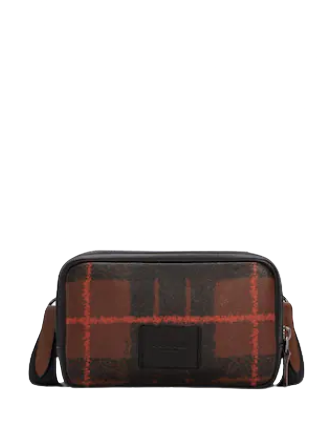 Coach Carrier Phone Crossbody With Window Pane Plaid Print