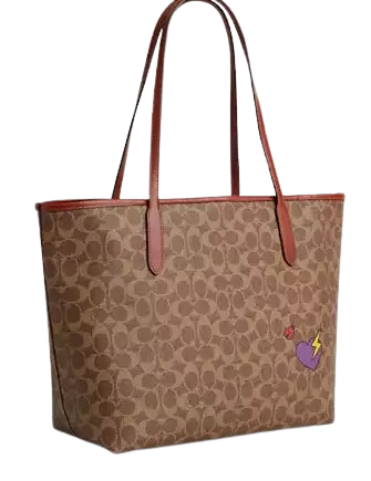 Coach City Tote Bag In Signature Canvas With Sticker Print