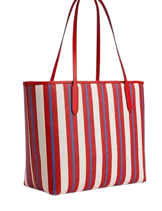 Coach City Tote Bag With Stripe Print