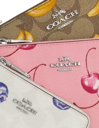 Coach Corner Zip Trio In Signature Canvas With Fruit Print