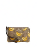 Coach Corner Zip Wristlet In Signature Canvas With Banana Print