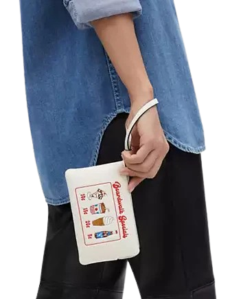 Coach Corner Zip Wristlet With Boardwalk Graphic