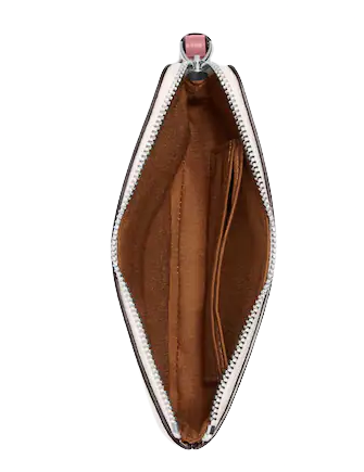 NEW Coach Pink Large Corner Zip Wristlet Leather Clutch Bag