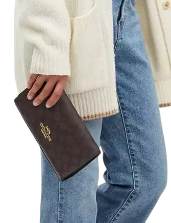 Coach Flap Clutch Crossbody In Signature Canvas