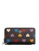 Coach Long Zip Around Wallet In Signature Canvas With Heart Print