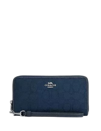 Coach Long Zip Around Wallet In Signature Jacquard