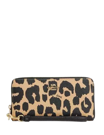 Coach Long Zip Around Wallet With Leopard Print