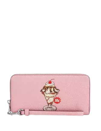 Coach Long Zip Around Wallet With Sundae Graphic