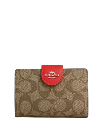 Coach Medium Corner Zip Wallet In Signature Canvas