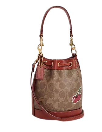 Coach Mini Bucket Bag In Signature Canvas With Sticker Print