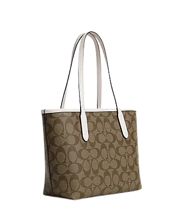 Coach Mini City Tote In Signature Canvas With Horse And Sleigh