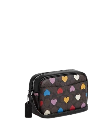 Coach Mini Jamie Camera Bag In Signature Canvas With Heart Print