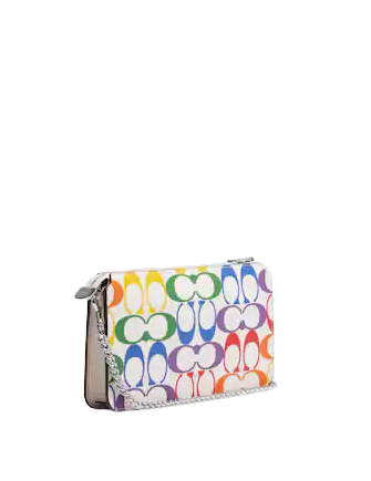 Coach Poppy Crossbody With Card Case In Rainbow Signature Canvas