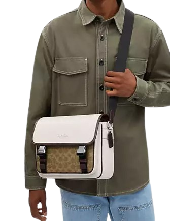 Coach Racer Messenger In Colorblock Signature Canvas