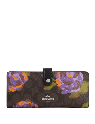 Coach Slim Wallet In Signature Canvas With Rose Print | Brixton Baker