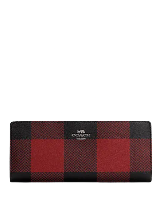 Coach Slim Wallet With Buffalo Plaid Print