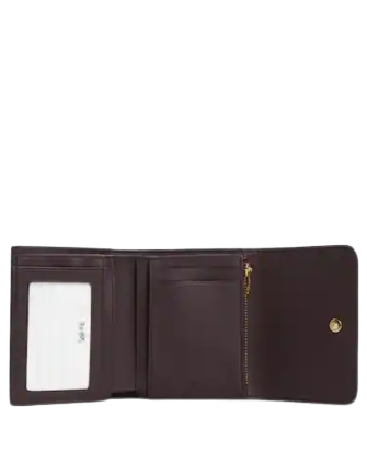 Coach Small Trifold Wallet In Blocked Signature Canvas