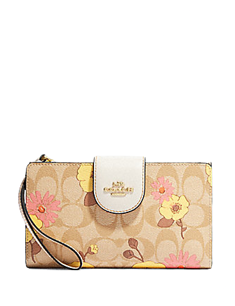 Coach Medium Corner Zip Wallet With Multi Floral Print