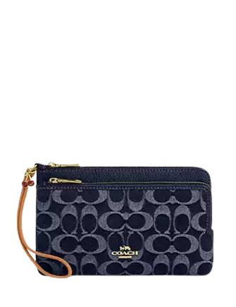 Coach Double Zip Wallet In Signature Denim