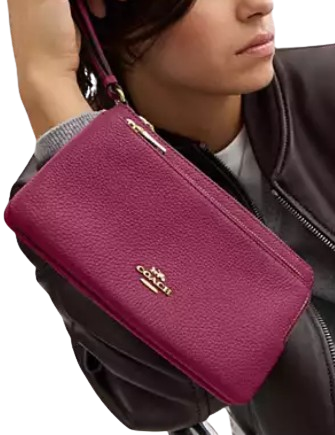 Coach Double Zip Wallet Pink