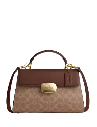 Coach Eliza Top Handle Bag In Signature Canvas Tan Brown