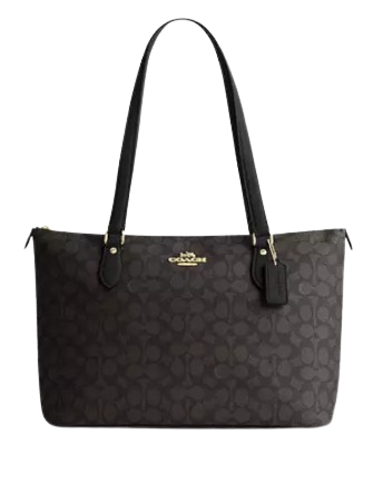 Coach Gallery Tote Bag In Signature Canvas Walnut Black