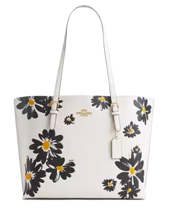 Coach Mollie Tote Bag With Floral Print Chalk 