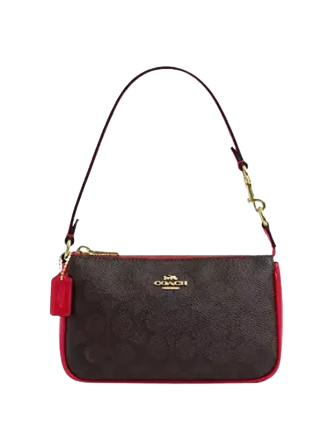 Coach Nolita 19 In Colorblock Signature Canvas Walnut Bold Red