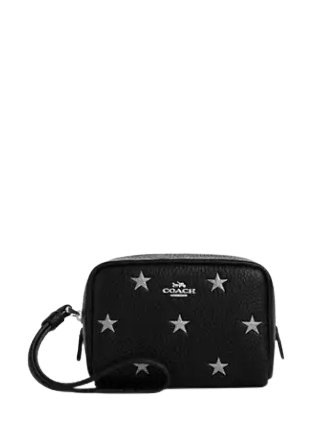 Coach Pouch Wristlet With Star Print Black