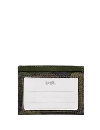 Coach Slim Id Card Case In Signature Camo Print Dark Shamrock