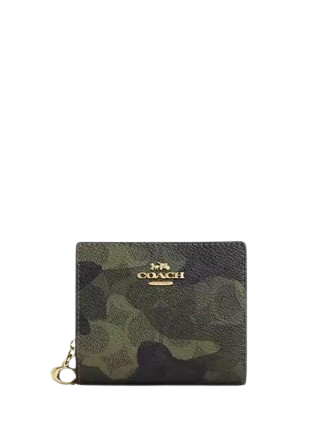 Coach Snap Wallet In Signature Camo Print